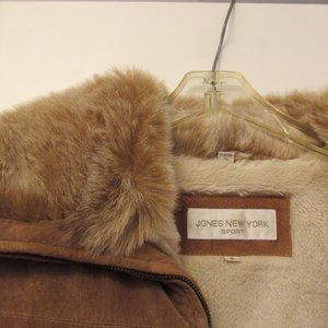 Jones New York suede coat with faux fur
